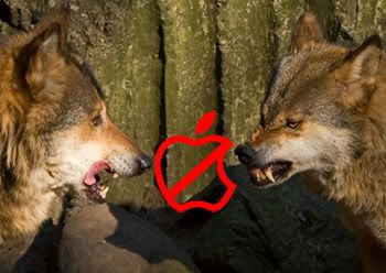 Wolves Surrounding An Apple Logo