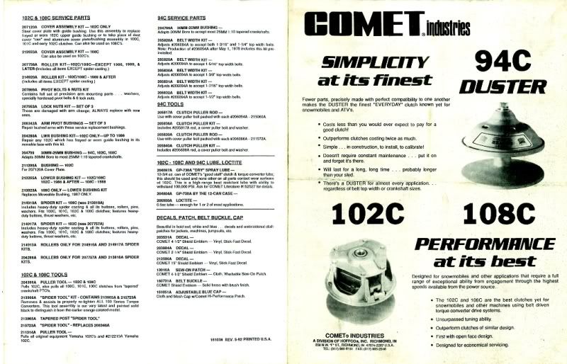 245 RV clutching comet 102c SkiDoo Snowmobiles Forum