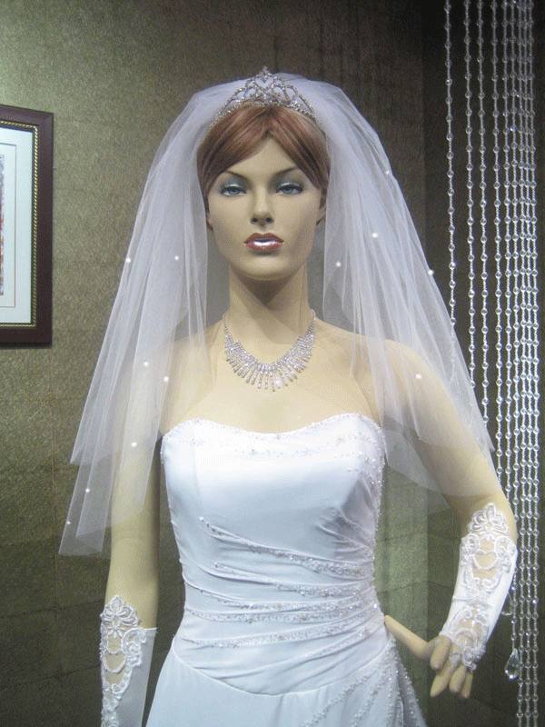 wedding bridal veil 2 t elbow cut edge rhinestones white best quality 