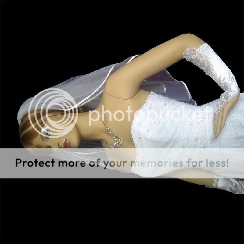 White Bridal Wedding Veil 2T ELBOW SATIN,#9201w 2  