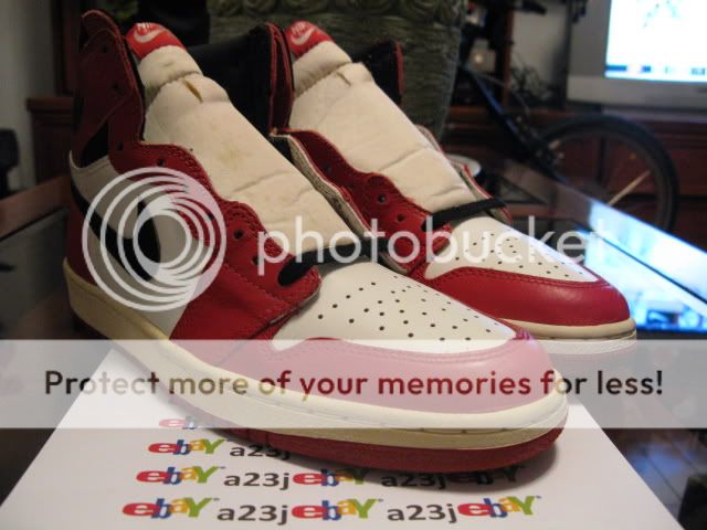 1994 Vintage Nike Jordan I Whi Blk Red sz9 Sample PE OG  